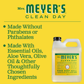 Mrs. MEYER'S honeysuckle texture lather on hands, gentle moisturizing clean