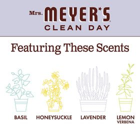 Mrs. MEYER'S lavender 33oz size next to common items showing large refill capacity