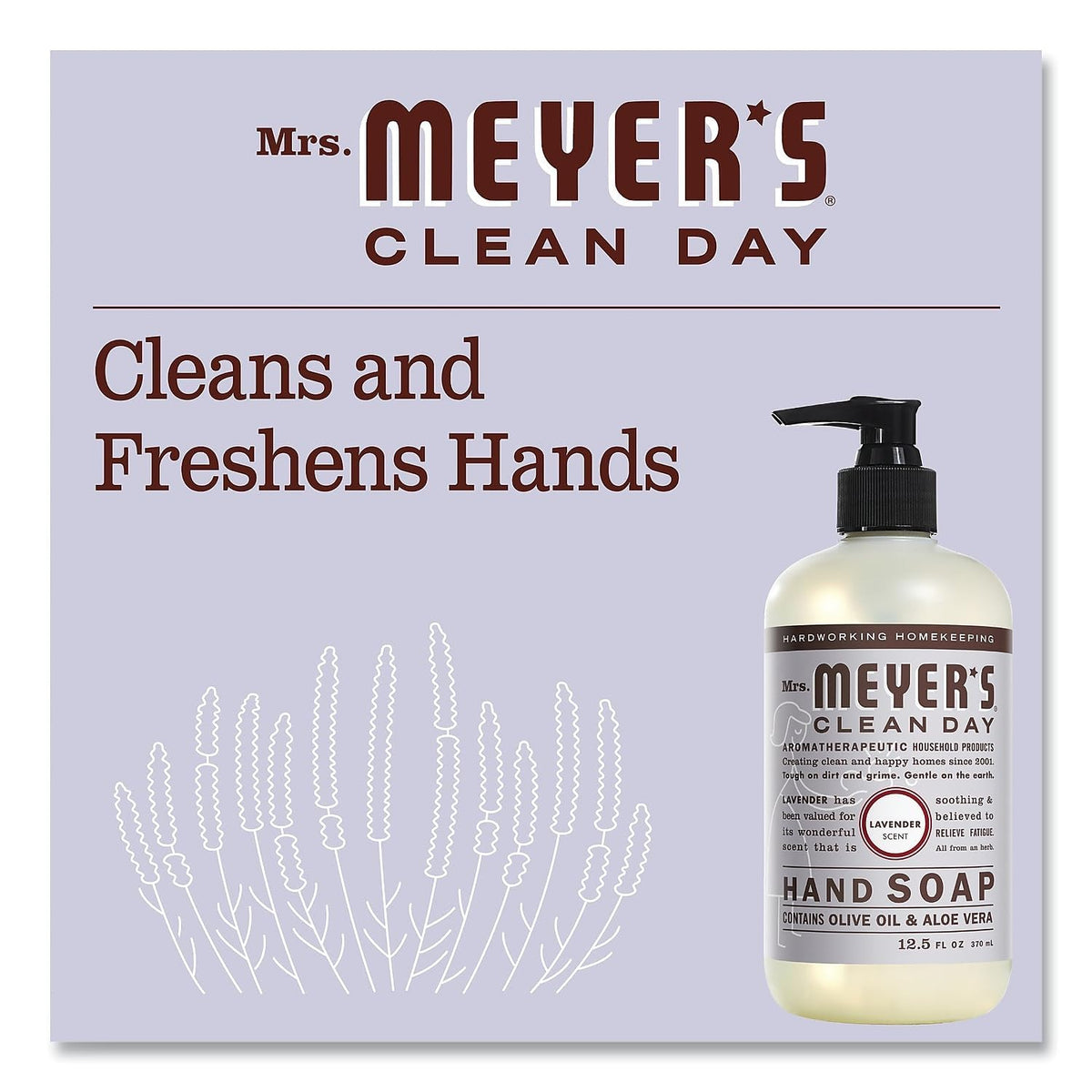 Mrs. MEYER'S bottle in bathroom lifestyle scene showing calming lavender scent ambiance