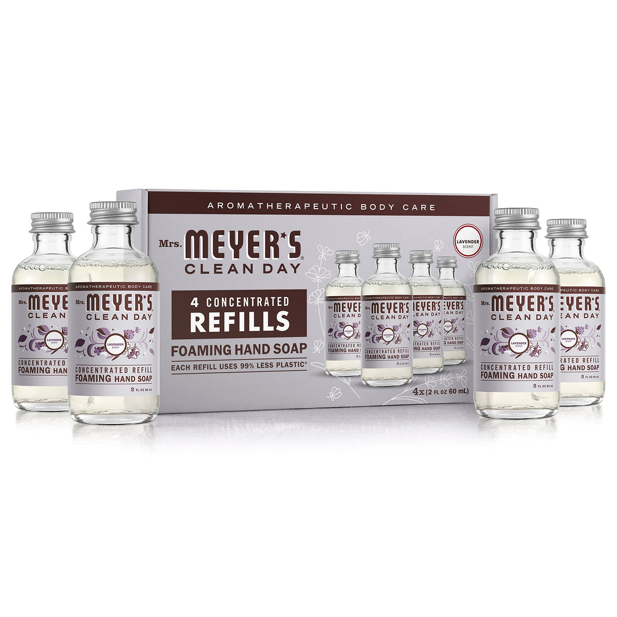 Mrs. MEYER'S lavender refill pack front view showing compact concentration benefit