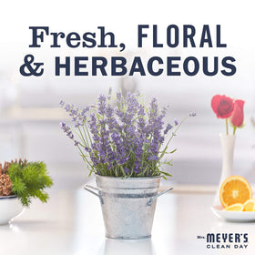 Mrs. MEYER'S lifestyle counter display with both scents illustrating home-friendly aesthetics