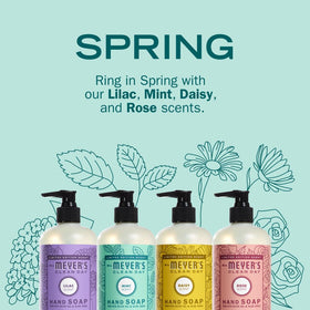 Mrs. MEYER'S set displayed on sink showing seasonal scents brightening a kitchen or bathroom