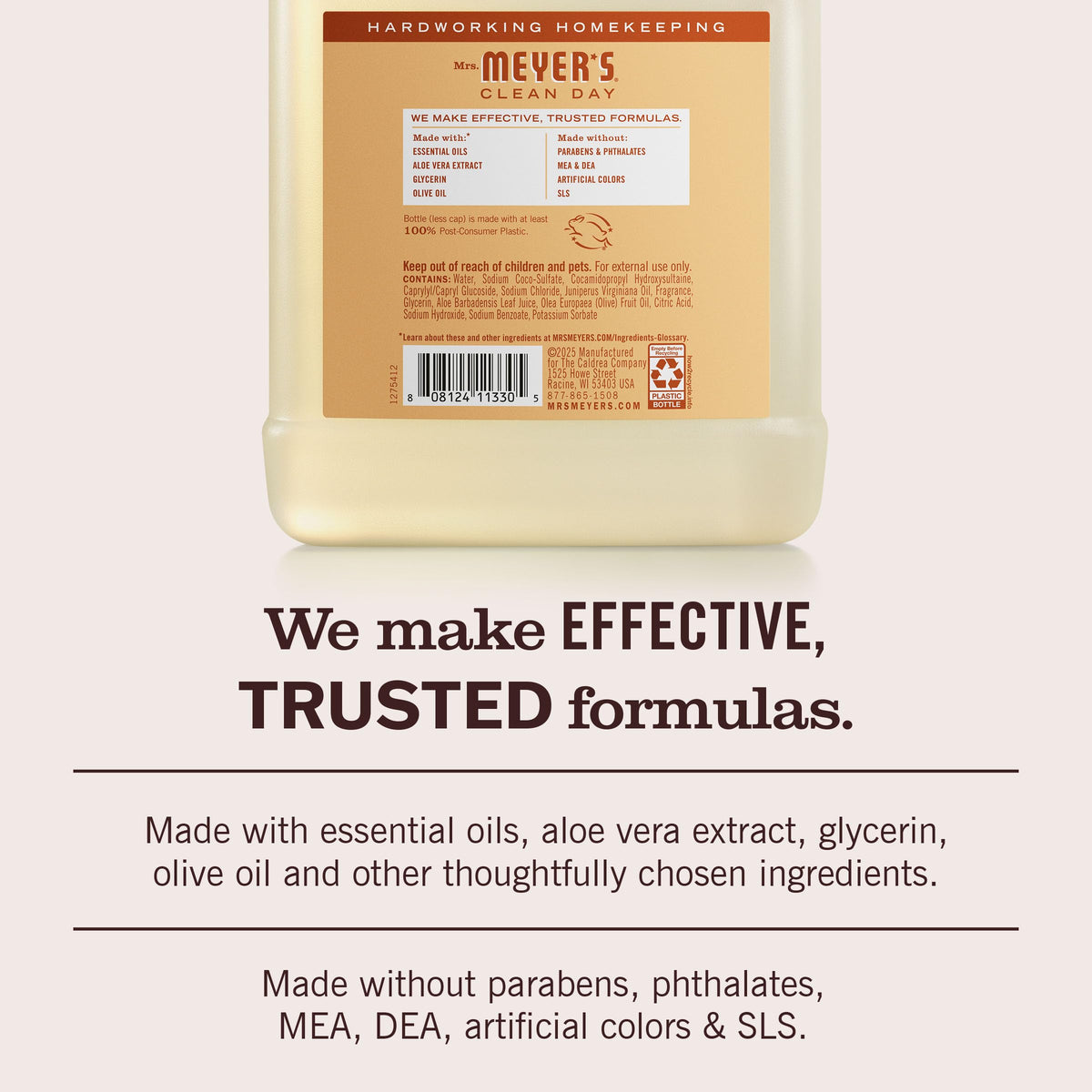 Mrs. Meyer's close-up foam texture demonstrating gentle lather and moisturizing benefit