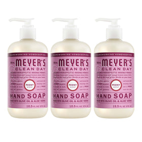 Mrs. MEYER'S front bottle view showing peony scent and clear label, promotes gentle cleaning