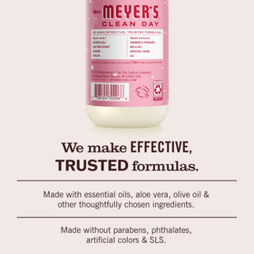 Mrs. MEYER'S label detail highlighting peppermint scent and plant-based ingredients