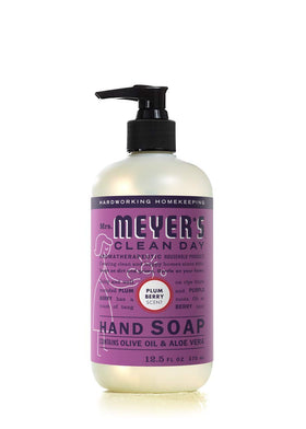 mrs. meyer's plumberry label detail showing fragrance clarity and quality benefit