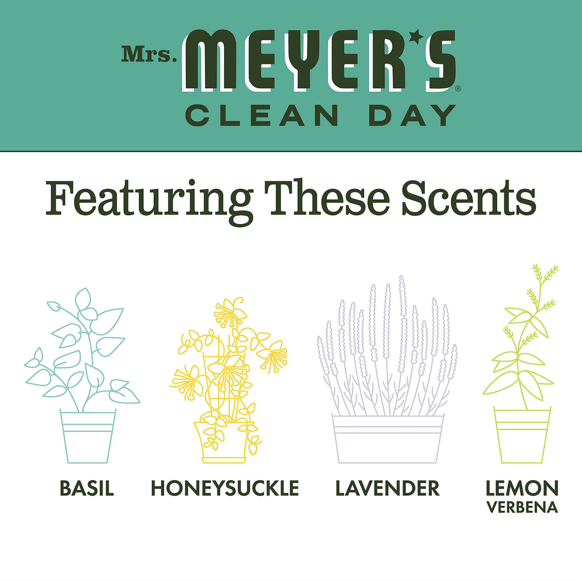 Mrs. MEYER'S refill pouches side-by-side showing size and how they reduce plastic waste