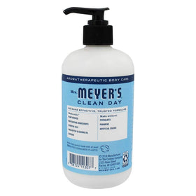 Mrs. MEYER'S lotion texture close-up on fingertip, highlighting smooth consistency and moisturizing benefit