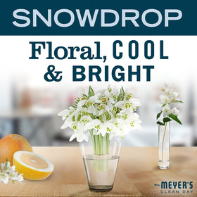 Mrs. MEYER'S bottles in kitchen setting conveying seasonal scent and everyday convenience