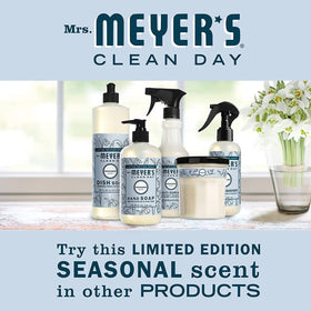 Mrs. MEYER'S soap staged on a bathroom sink showing seasonal scent enhancing home atmosphere