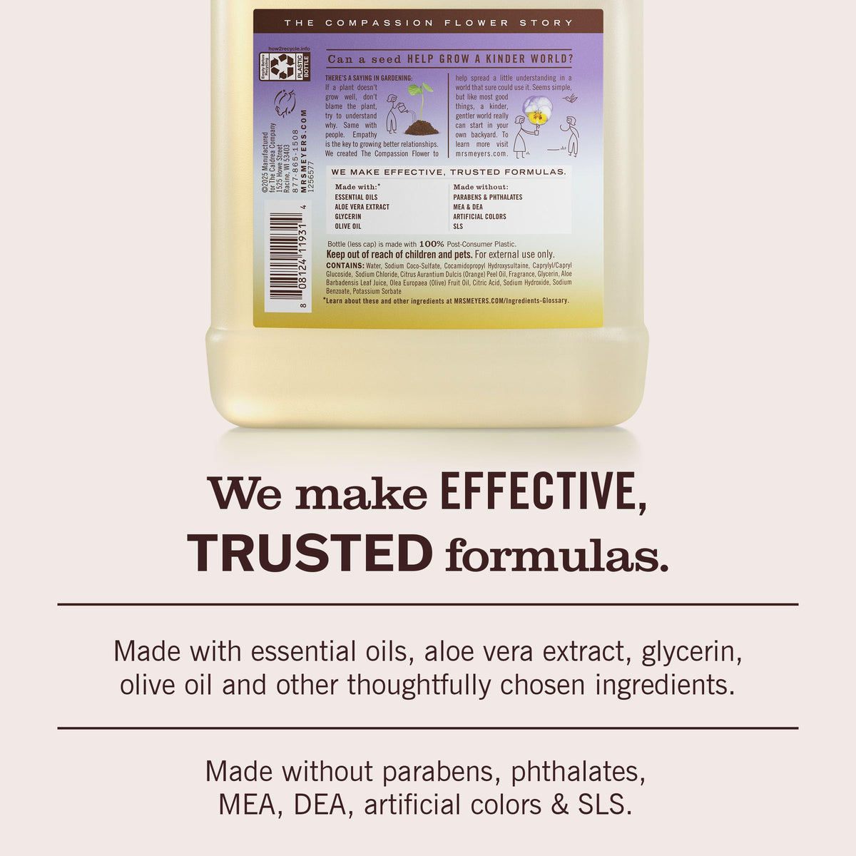 Mrs. Meyer's soap lather texture demonstrating gentle, moisturizing cleanse