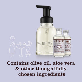 Mrs. MEYER'S foamed soap on hands showing gentle moisturizing effect