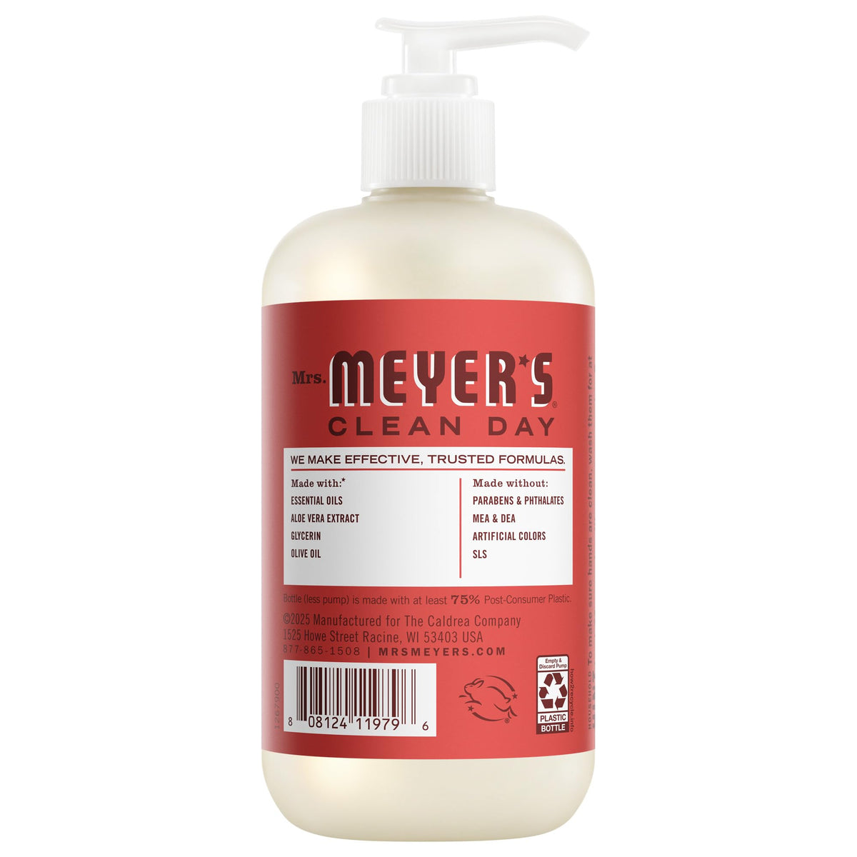 Mrs. MEYER'S Tomato Vine label detail showing herbaceous scent and cleaning benefit