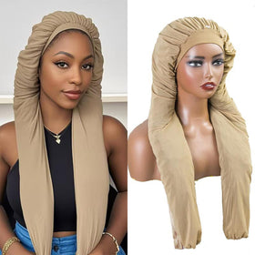 MsFan bonnet holding long braids securely without flattening or tugging