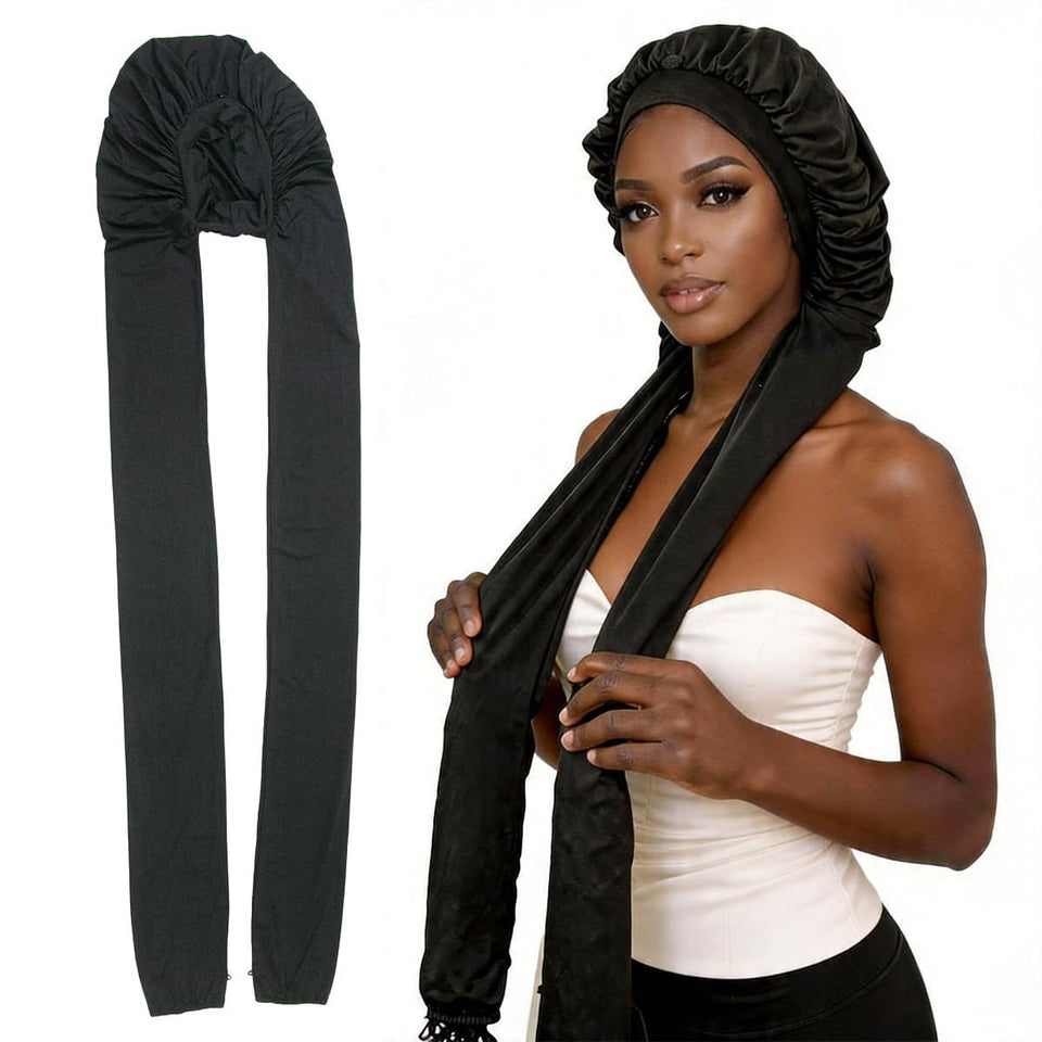 MsFan bonnet front view showing full 42-inch coverage and sleek black style for protection