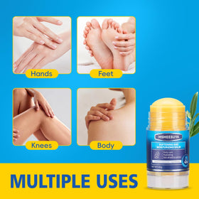 MSMEESUYA applying stick with socks on for overnight moisture