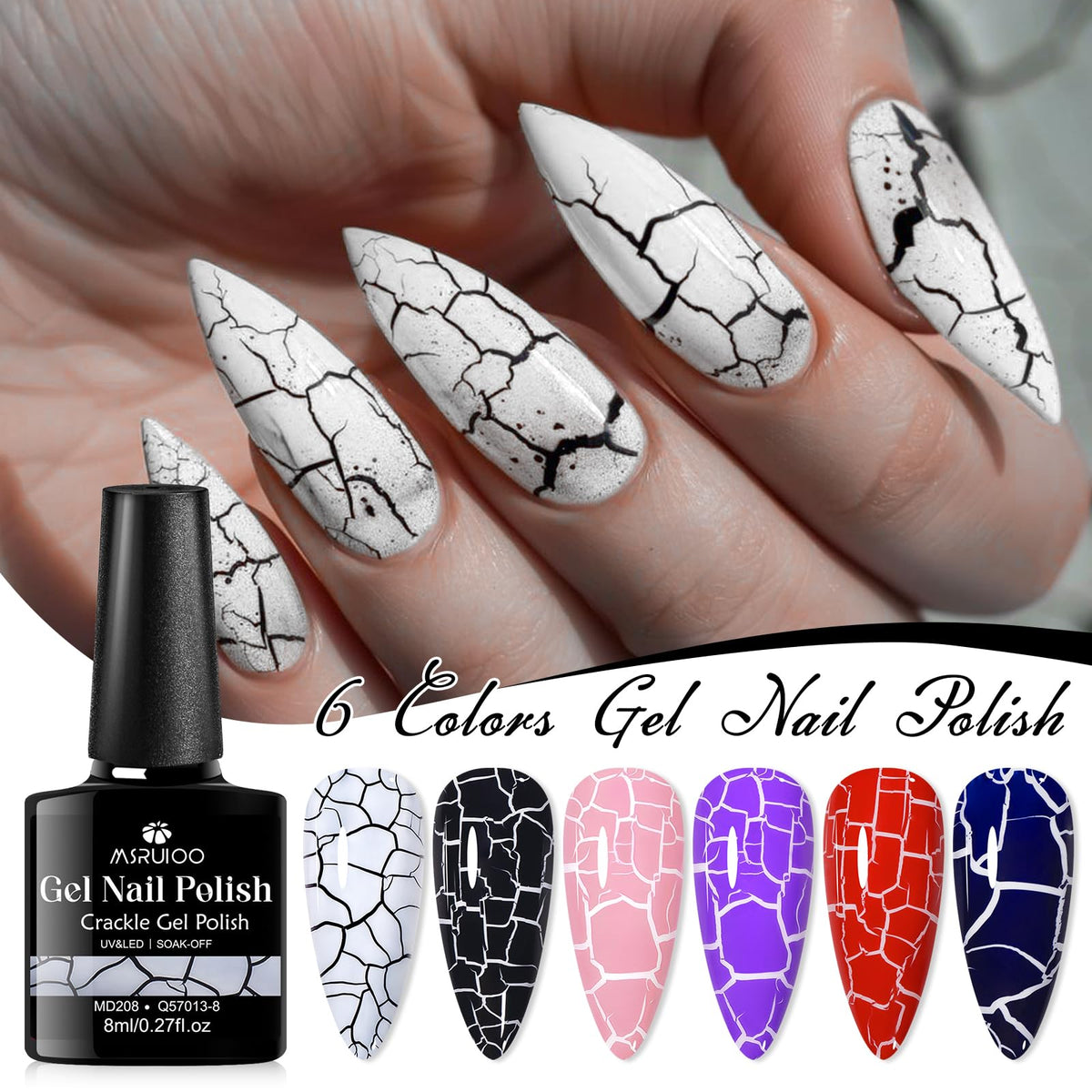 MSRUIOO black crackle texture detail revealing bold patterned effect