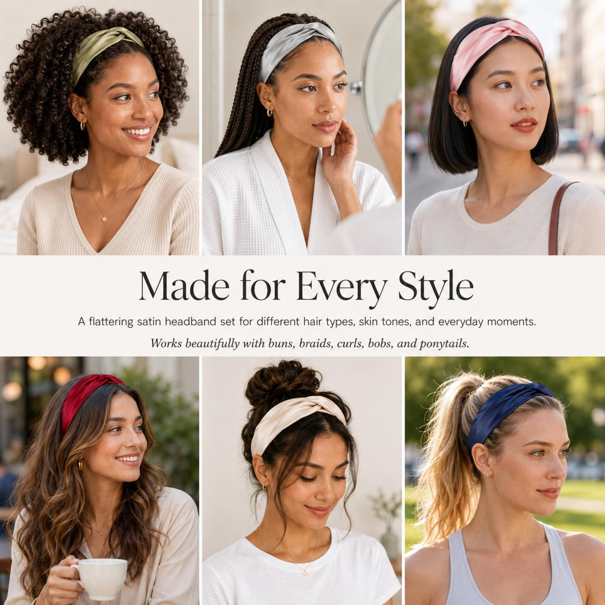 MTLEE lifestyle flatlay with headband paired to outfit for easy styling