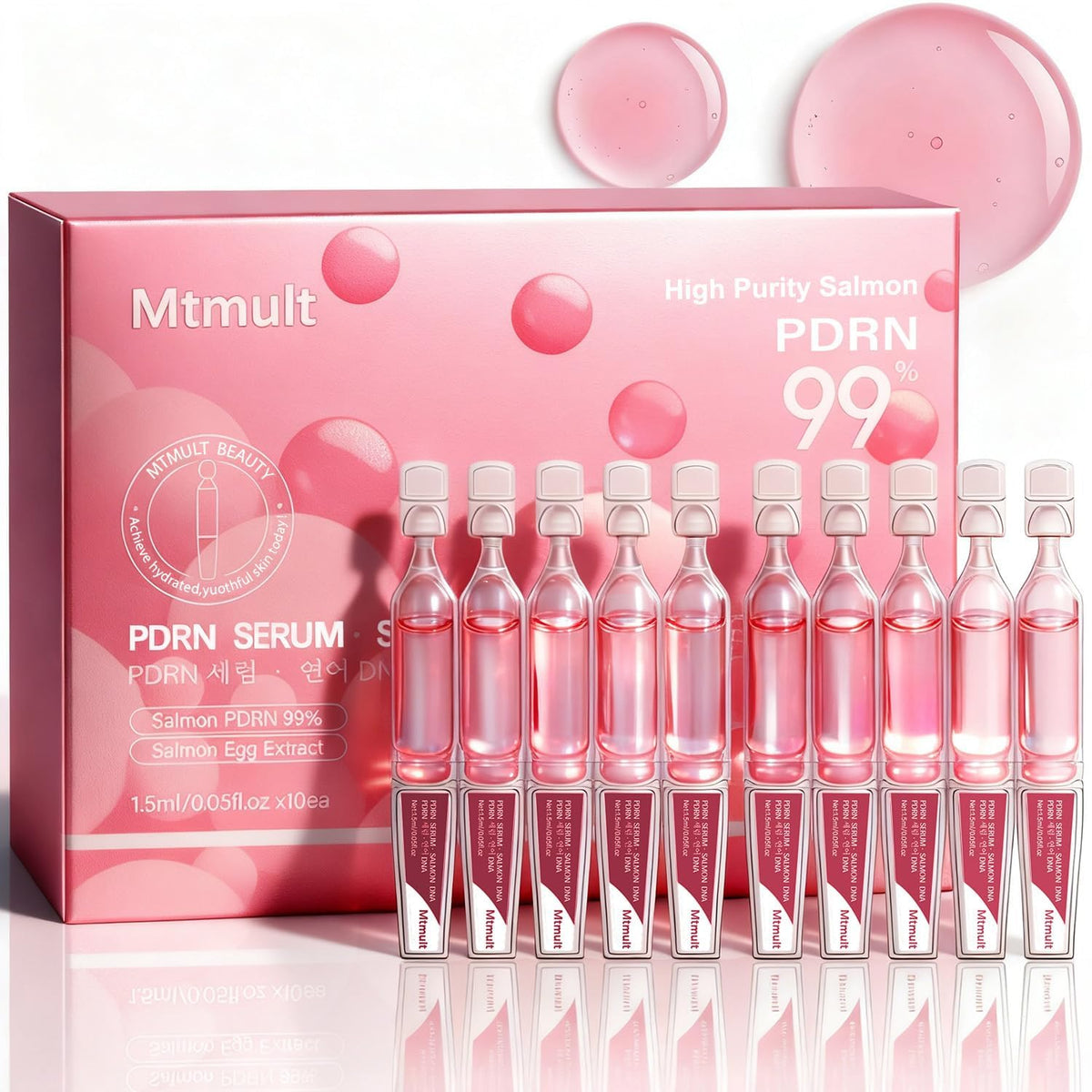Mtmult ampoule front packaging showing neat travel-ready set and benefits