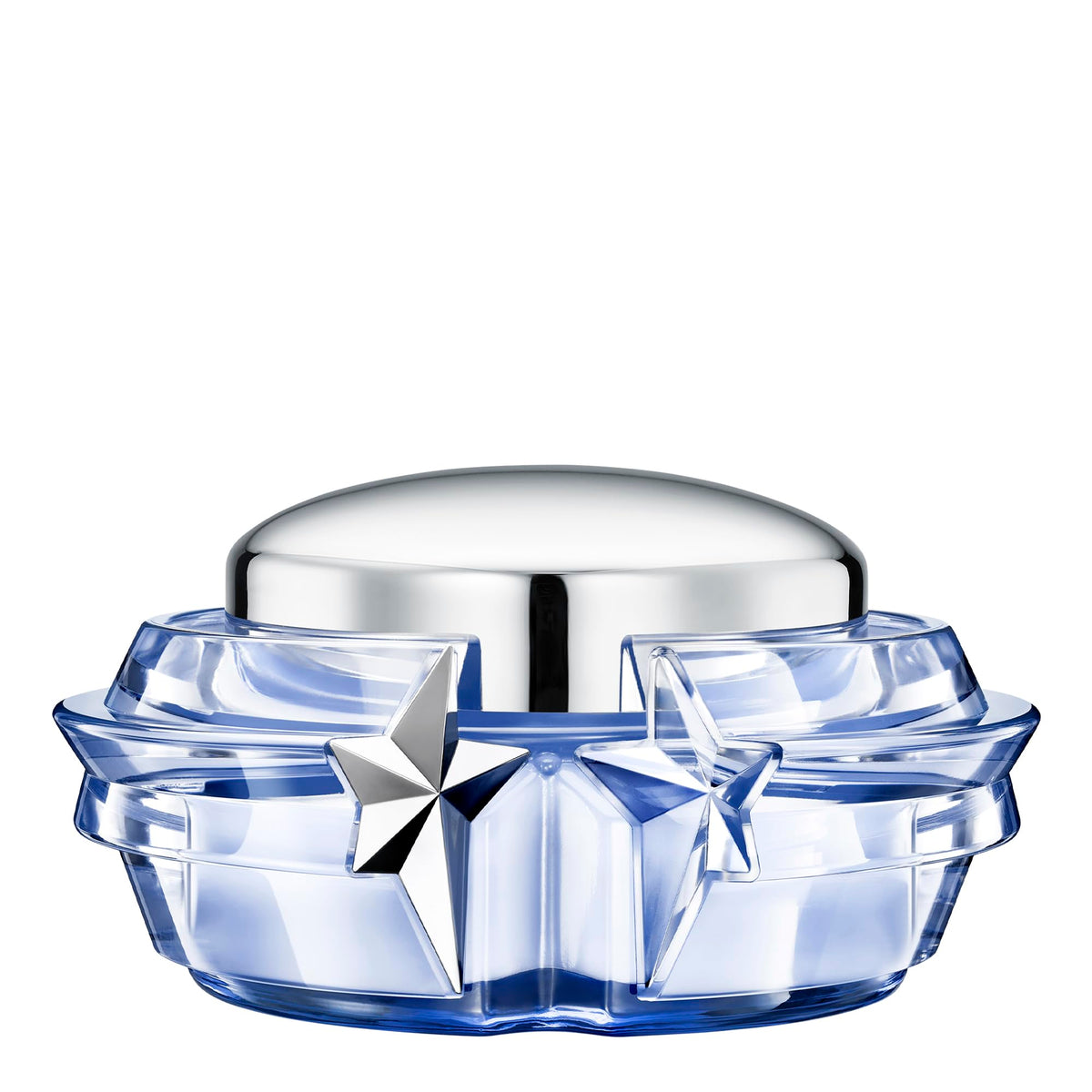 Mugler Angel front jar shot showing elegant packaging and moisturizing benefit