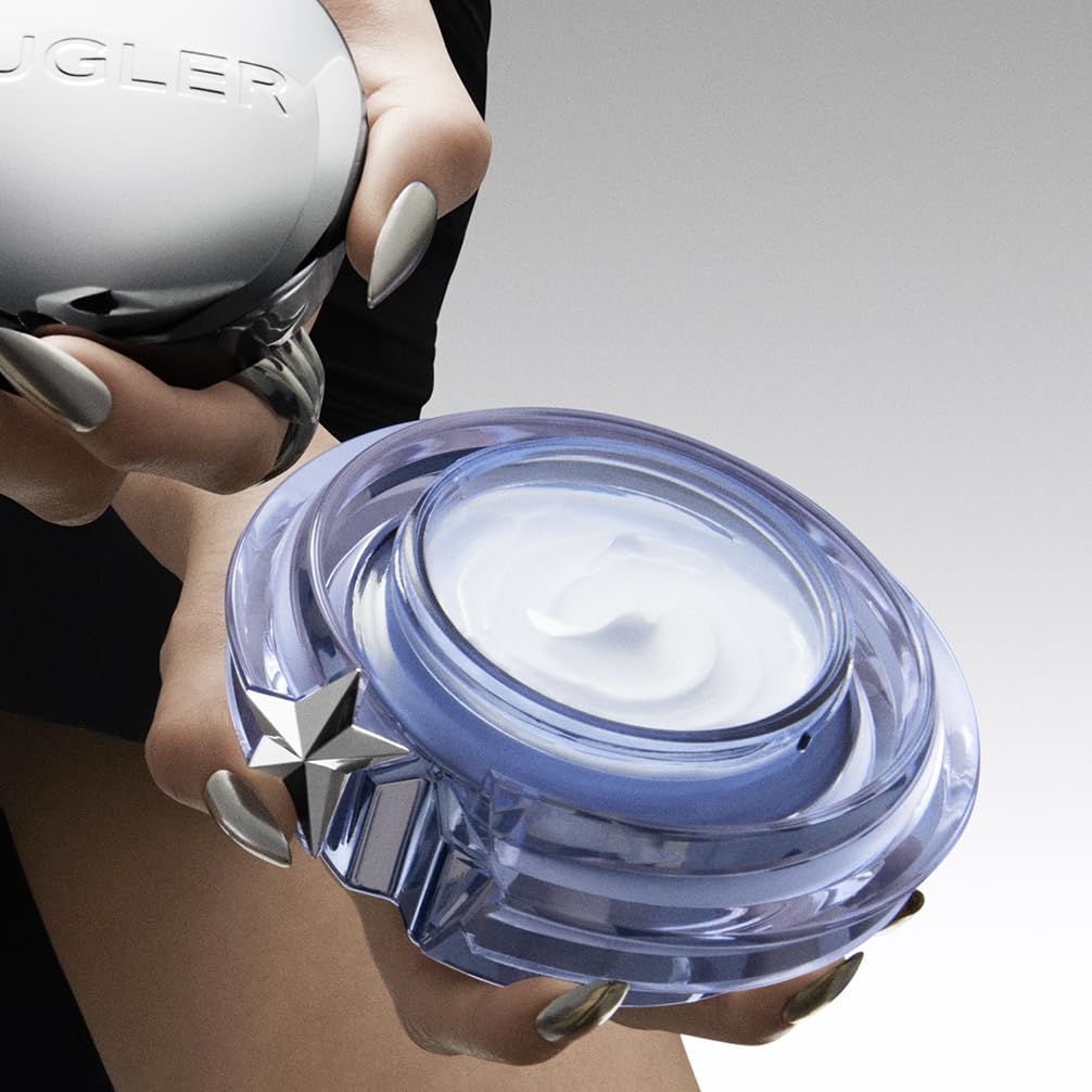 Mugler Angel jar on vanity styled for gifting and everyday fragrance layering