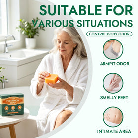Mujruko Kaori soap on bathroom tray lifestyle scene promoting simple daily routine