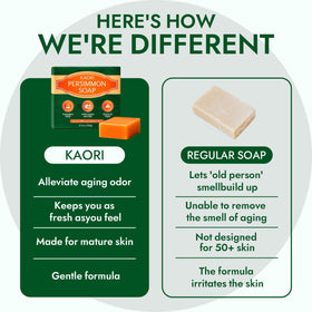 Mujruko Kaori soap held in hand for size comparison showing travel-friendly bar