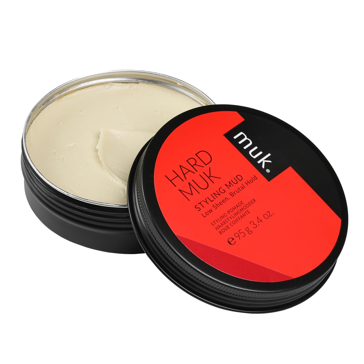 MUK open jar texture close-up showing matte mud for tactile styling control