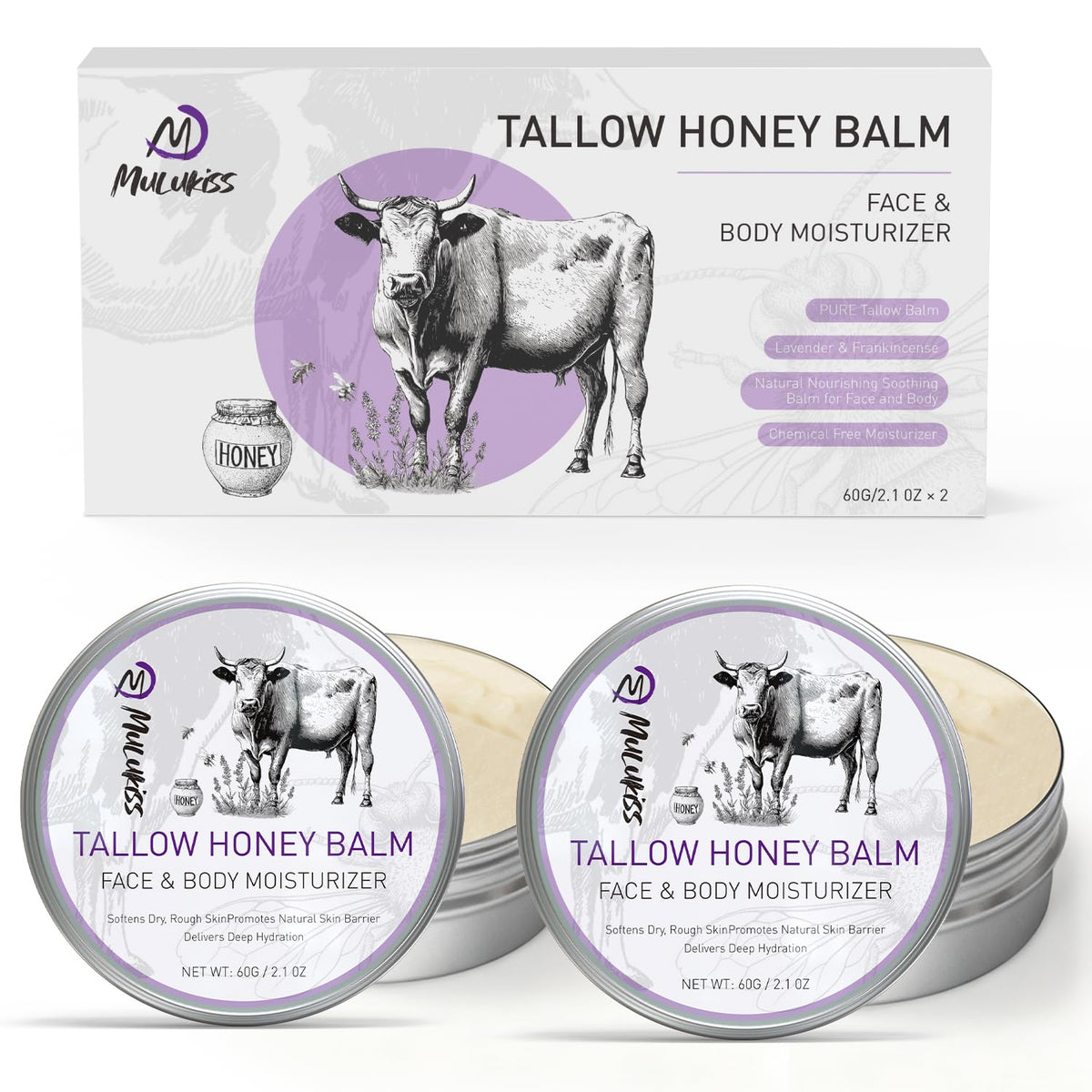 Mulukiss front packaging showing two jars and travel convenience