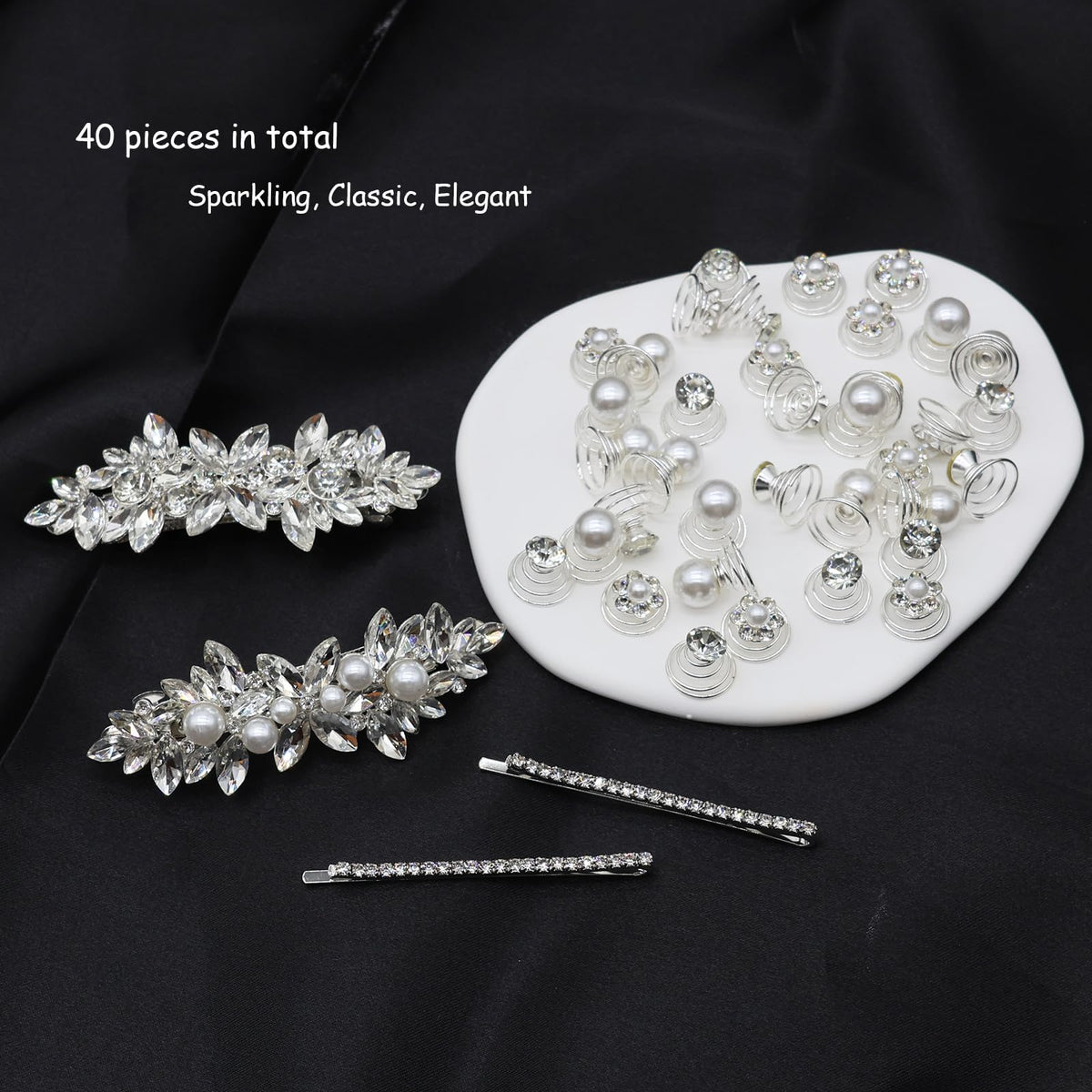 Mulzile clear storage case organized with spiral gems and crystal pins for travel