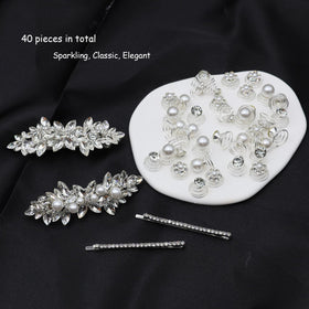 Mulzile clear storage case organized with spiral gems and crystal pins for travel