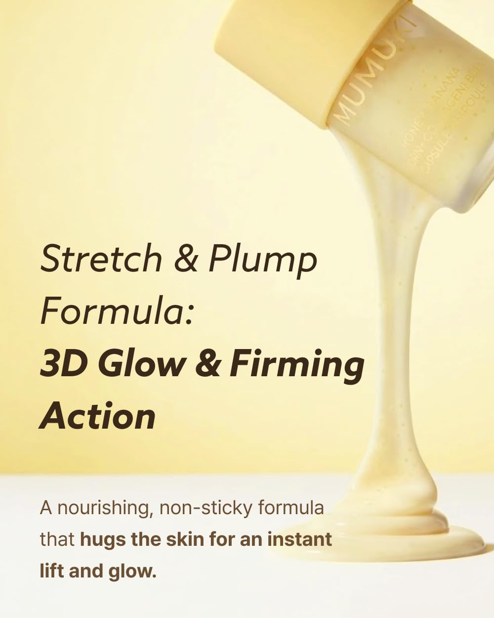 MUMUKI honey-like serum texture close-up demonstrating cling and hydration