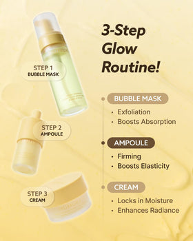 MUMUKI ampoule alongside Bubble Mask and Capsule Cream showing routine synergy
