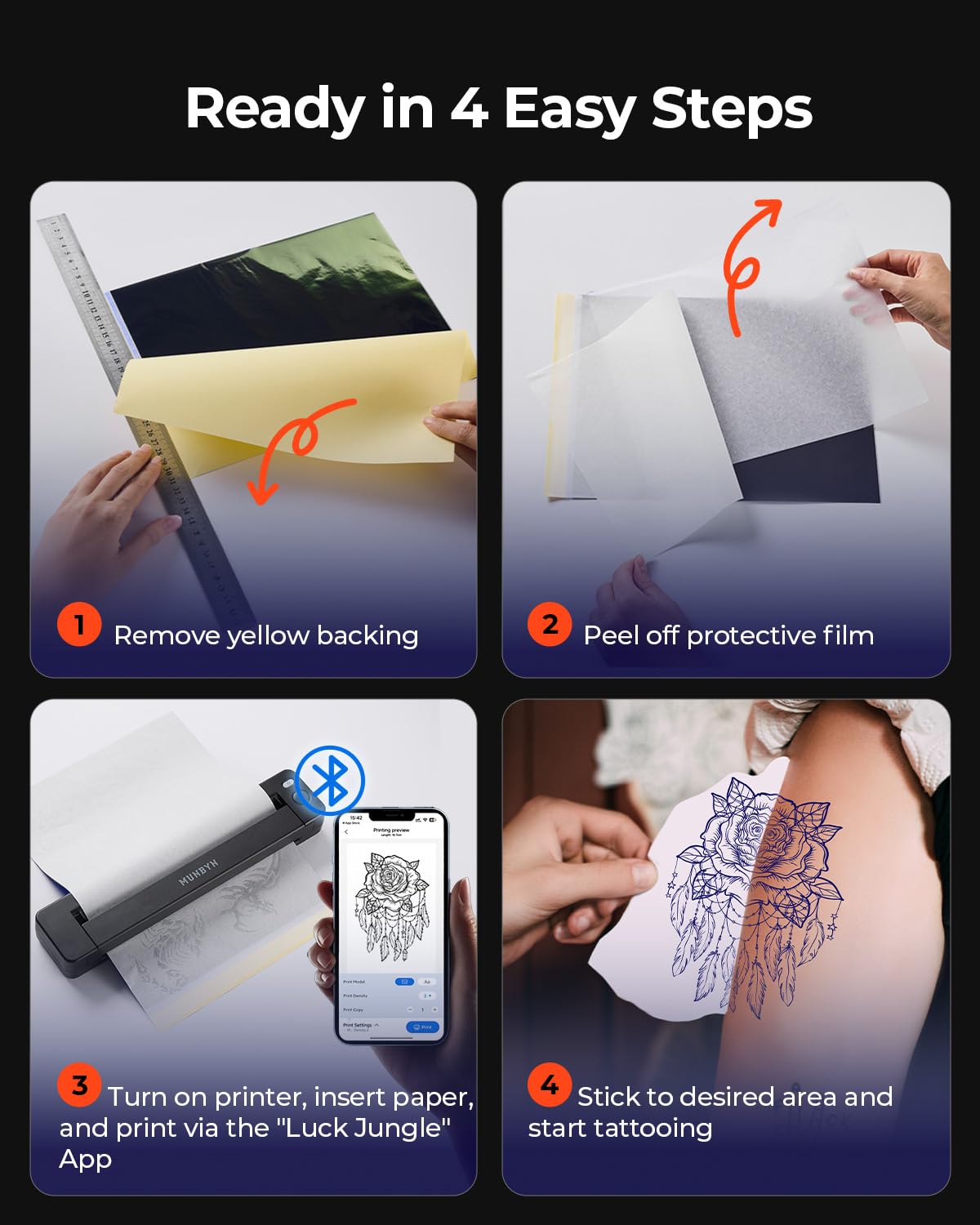 MUNBYN ITP06 printing from tablet showing Bluetooth convenience for mobile artists
