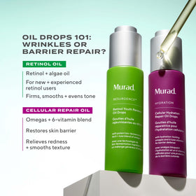 Lifestyle before and after skin texture shot, Murad shows improved smoothness
