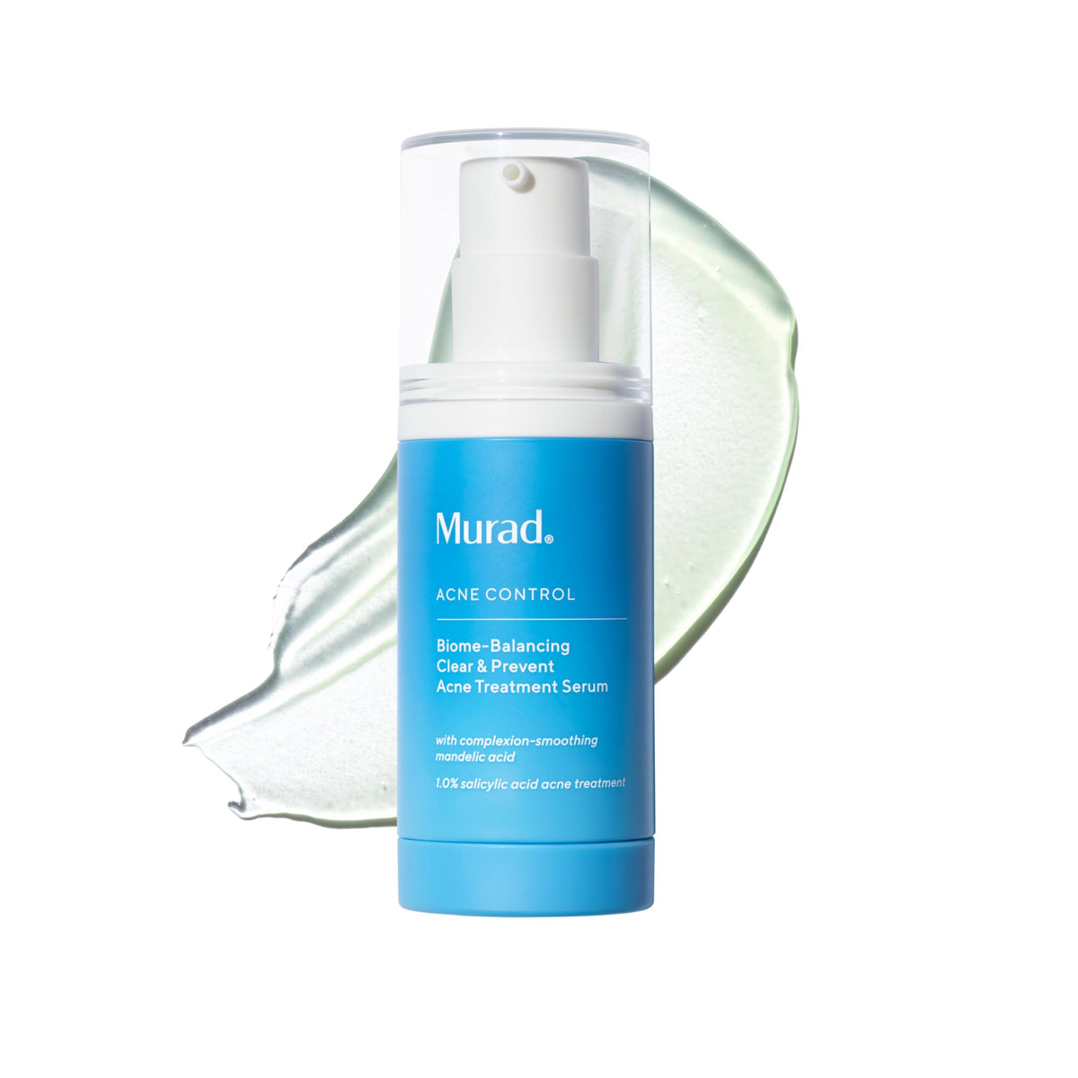 Murad serum front view showing clear bottle and branding for targeted acne control
