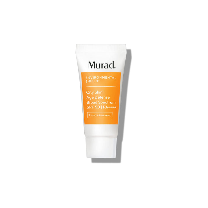 Murad tube front view showing SPF 50 and travel-friendly size benefit