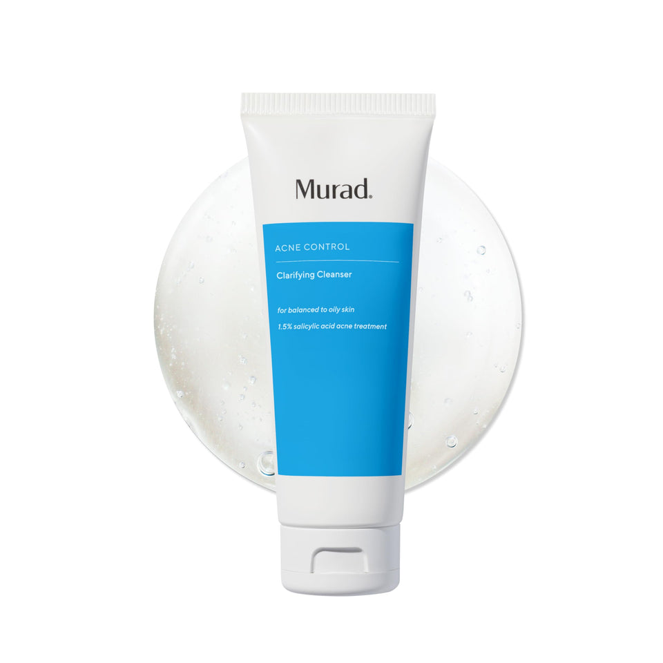 Murad clarifying cleanser front bottle showing product size and packaging benefit