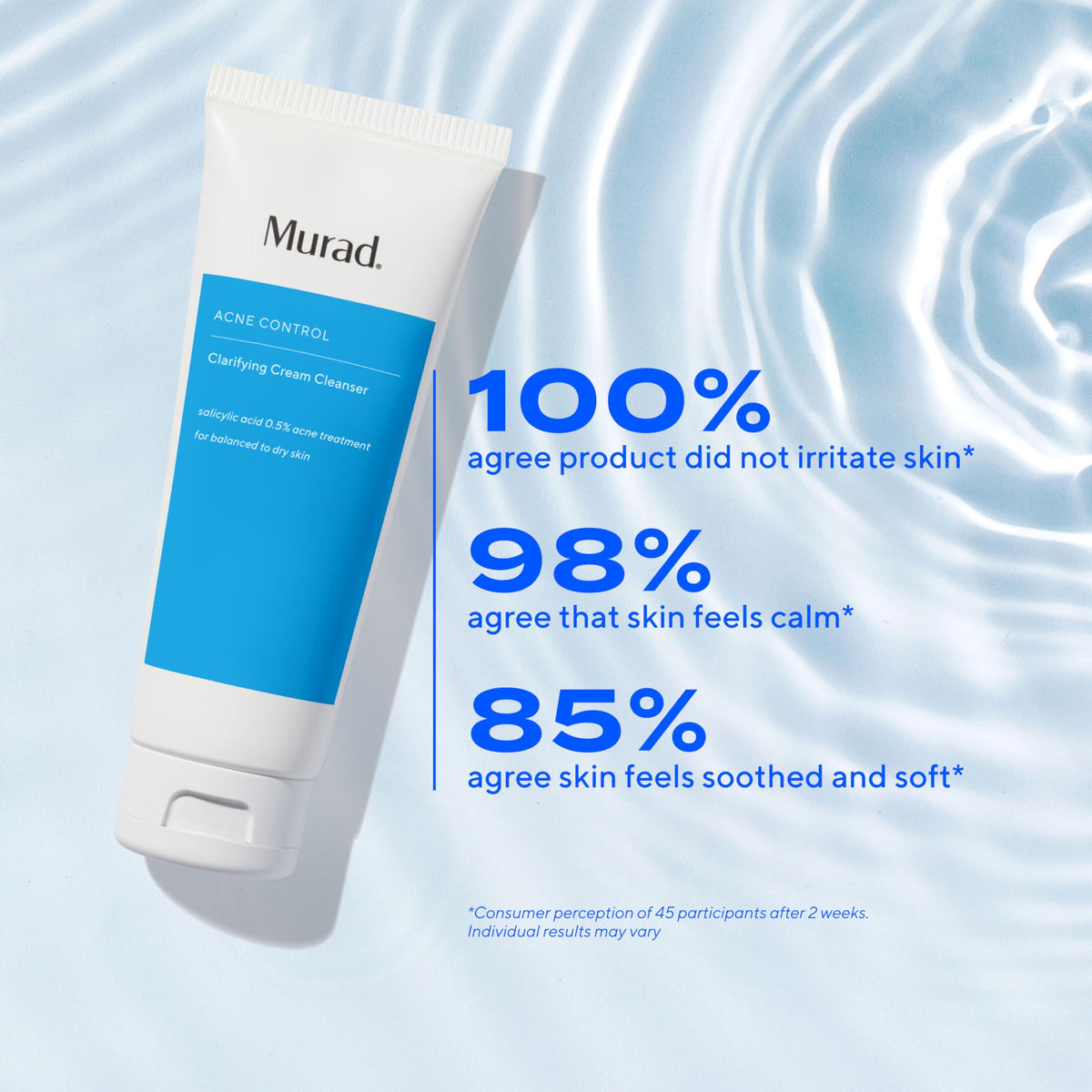 Murad 5 fl oz bottle next to ruler for scale and travel-friendly size