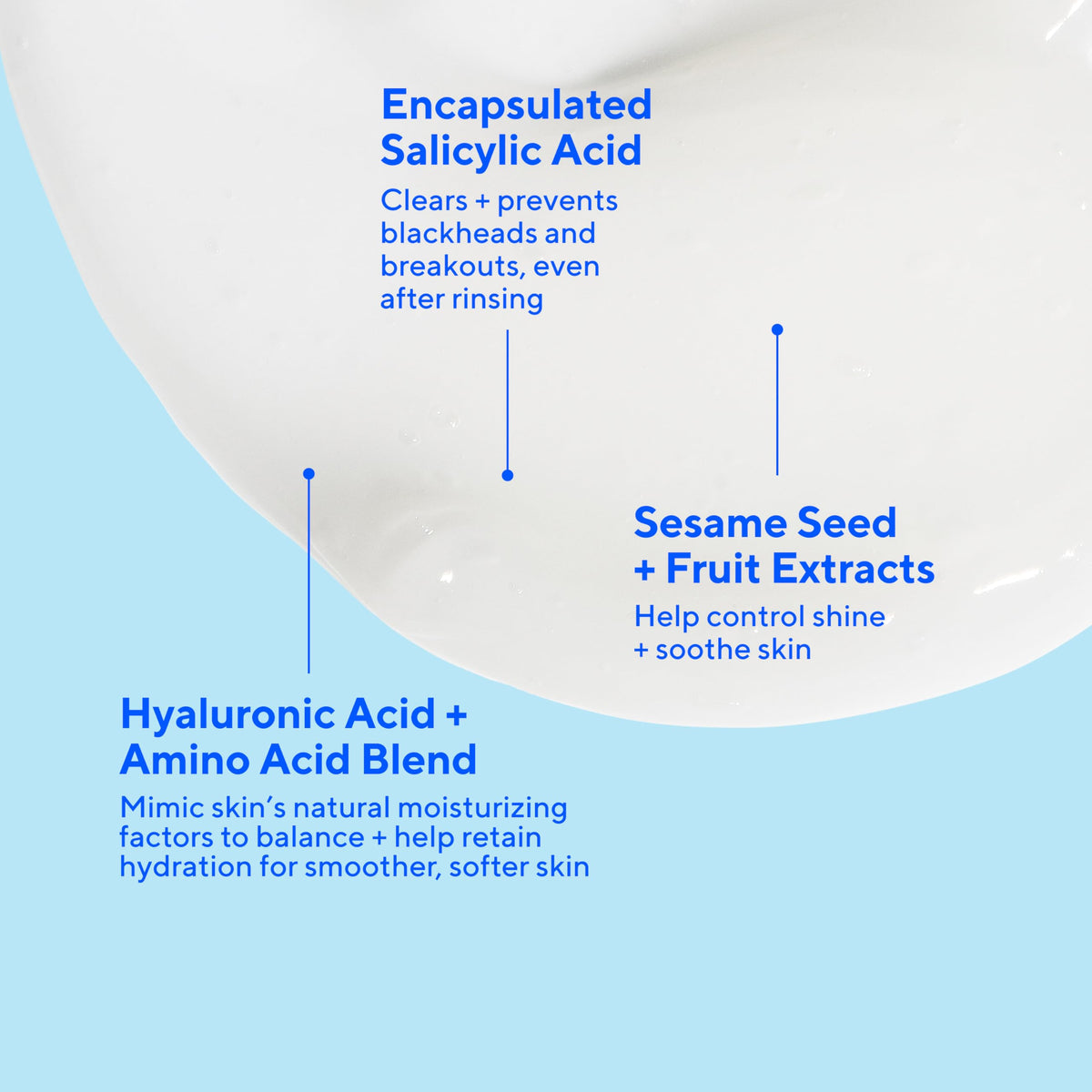 Murad non-foaming demo on skin to show gentle, non-stripping wash