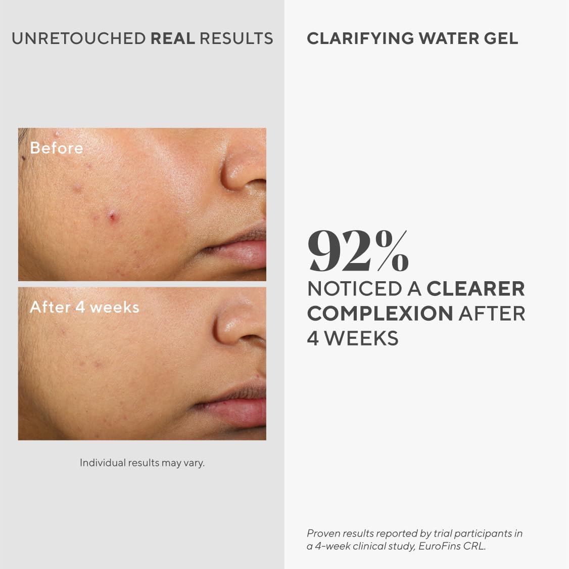 Murad clarifying water gel texture closeup displays lightweight hydration