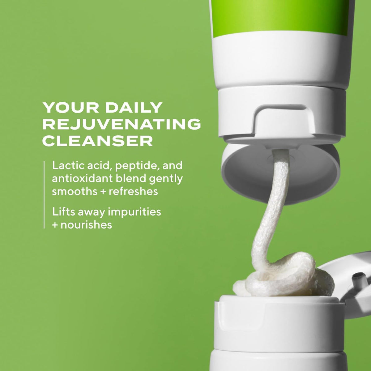 Murad dispensing creamy cleanser from the pump, demonstrating easy application and control
