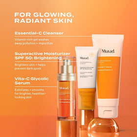 Murad cleanser staged by sink in bathroom conveying refreshed skin
