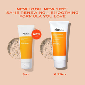 Murad bottle in hand during wash showing gentle daily use benefit
