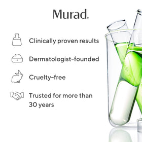 Murad on bathroom vanity in morning routine scene showing priming for makeup and SPF