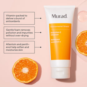 Murad pump and cap detail demonstrating easy dispensing and travel readiness