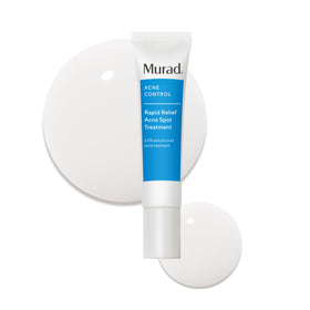 Murad front packaging of Rapid Relief Acne Spot Treatment shows compact tube and branding, fast treatment