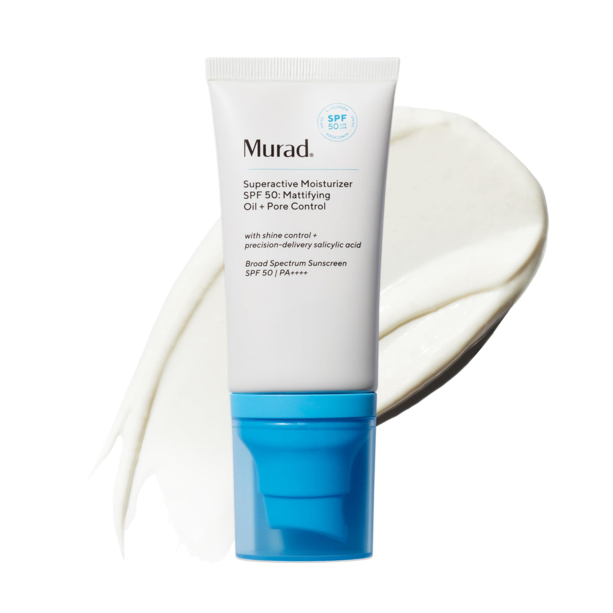 Murad front packaging showing SPF 50 tube and brand for clear product ID and protection benefit