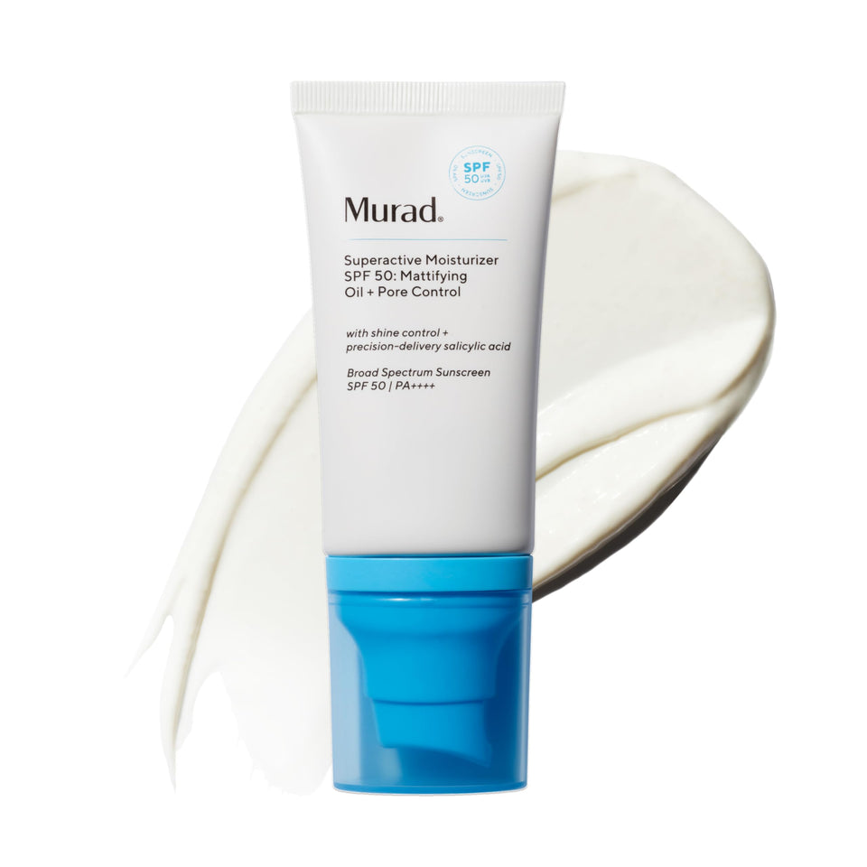 Murad front packaging showing SPF 50 tube and brand for clear product ID and protection benefit
