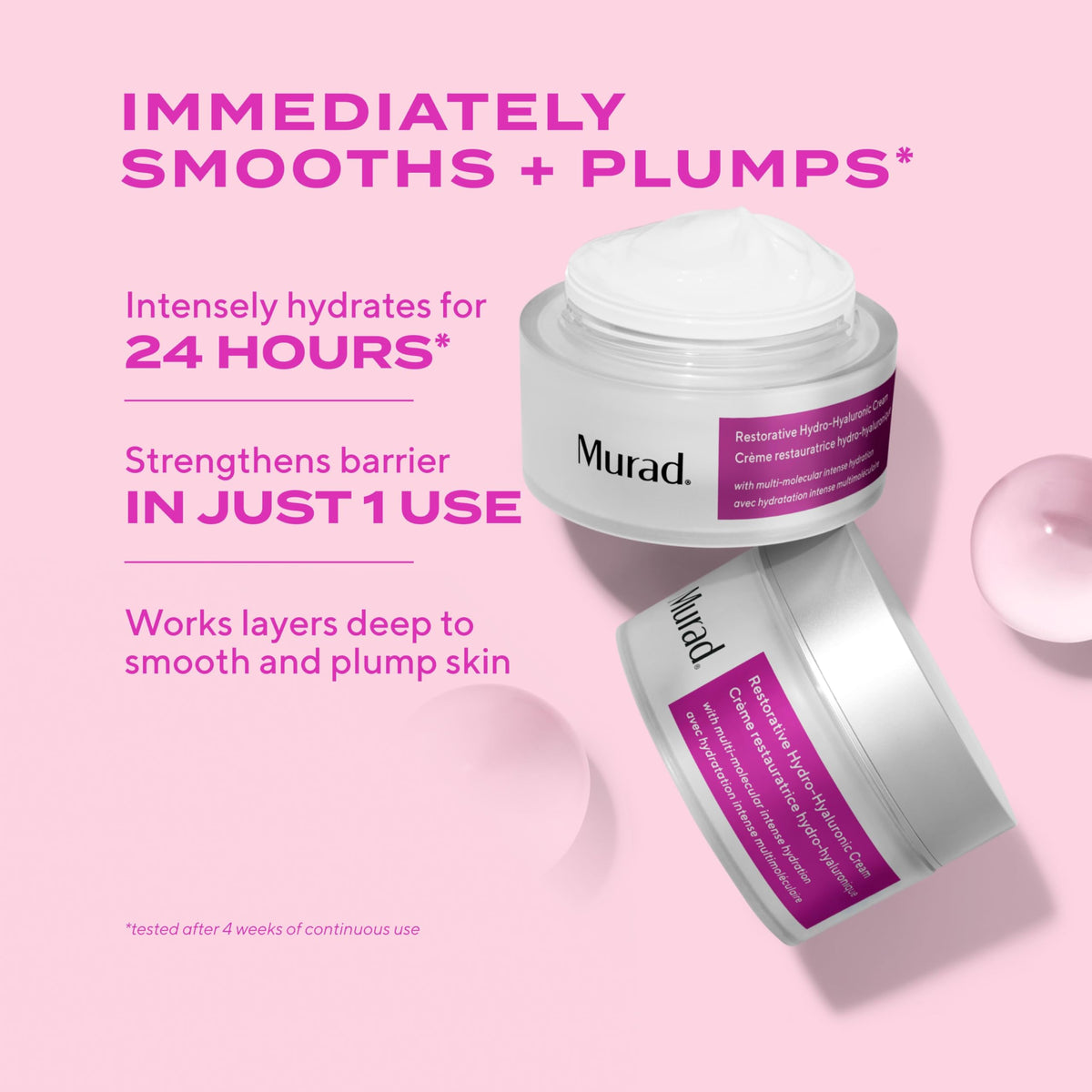 Murad cream texture close-up showing rich, smooth moisturizing finish